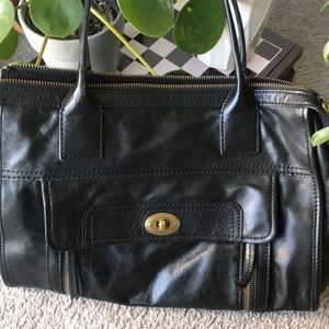 Fossil black leather bag